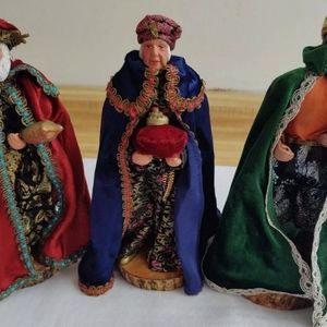 Amy Sylvette signed three wise men dolls; Christmas; made in France.